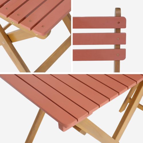 Table De Jardin Pliante Bois D'acacia + 2 Assises Terracotta Hilora . Table Carrée