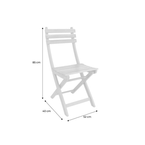 Lot De 2 Chaises De Jardin Calena Pliables Acacia Blanc. 40 X 52 X 85 Cm