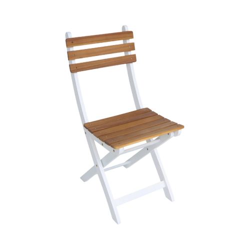 Lot De 2 Chaises De Jardin Calena Pliables Acacia Blanc. 40 X 52 X 85 Cm