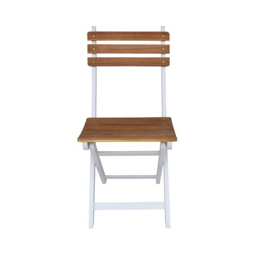 Lot De 2 Chaises De Jardin Calena Pliables Acacia Blanc. 40 X 52 X 85 Cm