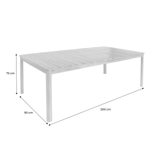 Table De Jardin Senora Acacia Kaki Avec Coins Arrondis. 10 Places. 200 X 100 X 75 Cm