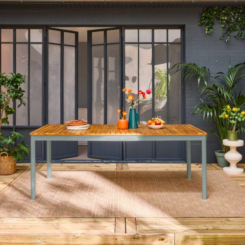 Table De Jardin Senora Acacia Kaki Avec Coins Arrondis. 10 Places. 200 X 100 X 75 Cm