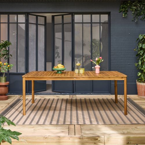 Table De Jardin Senora Acacia Naturel Avec Coins Arrondis. 10 Places. 200 X 100 X 75 Cm