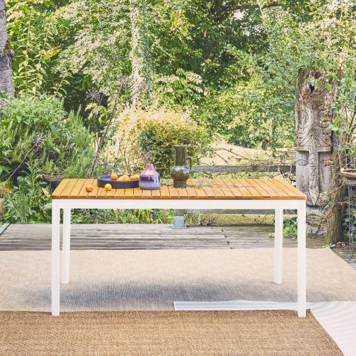 Table De Jardin Senora Acacia Blanc Avec Coins Arrondis. 8 Places. 160 X 90 X 75 Cm