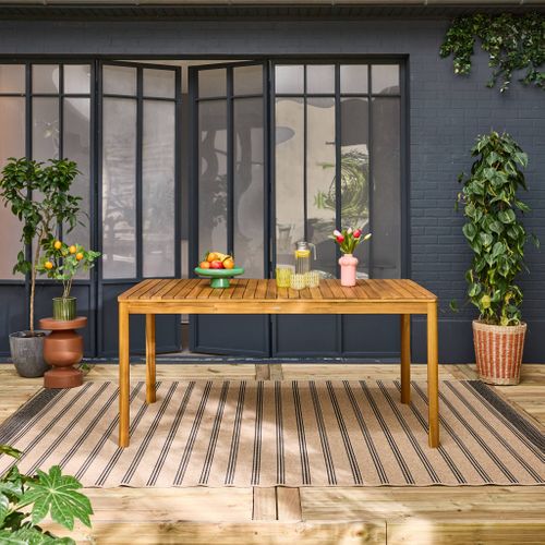 Table De Jardin Senora Acacia Naturel Avec Coins Arrondis. 8 Places. 160 X 90 X 75 Cm