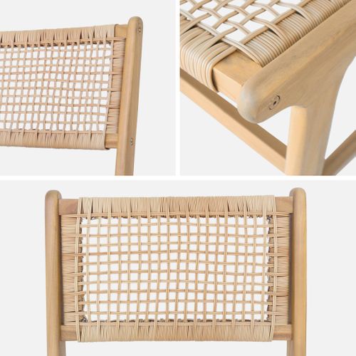 Lot De 2 Chaises De Jardin Ocara. Cannage Et Bois. L 61 X 51 X 85cm