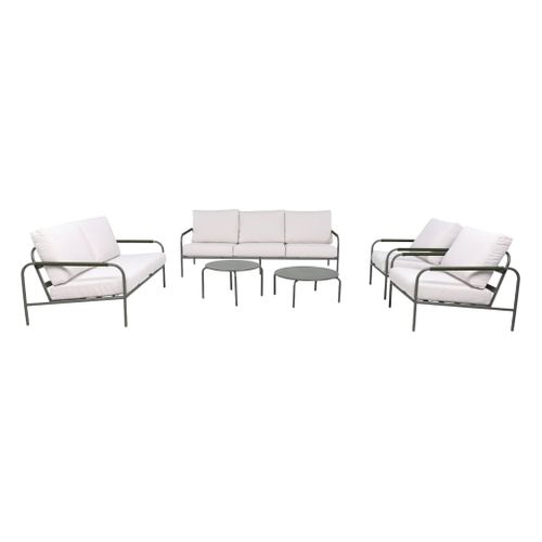 Salon De Jardin Luanda En Acier. 7 Places. Kaki