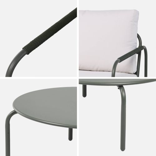 Salon De Jardin Luanda En Acier. 7 Places. Kaki