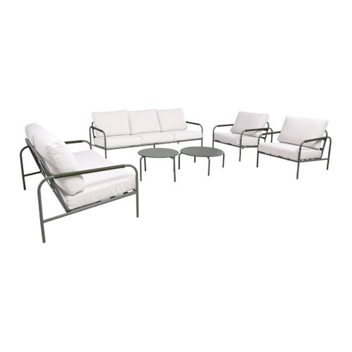 Salon De Jardin Luanda En Acier. 7 Places. Kaki