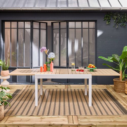 Table De Jardin Elora Extensible Aluminium Blanc. 8 Places. 135 / 270 X 90 X 75 Cm