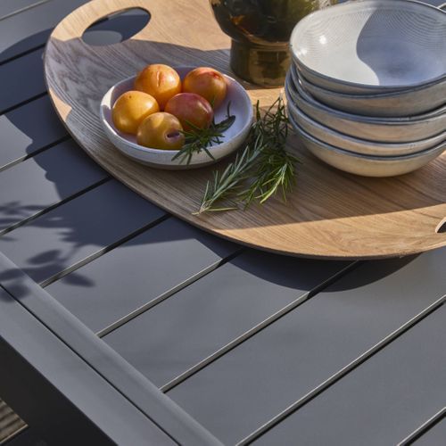 Table De Jardin Elora Extensible Aluminium Anthracite. 8 Places. 135 / 270 X 90 X 75 Cm