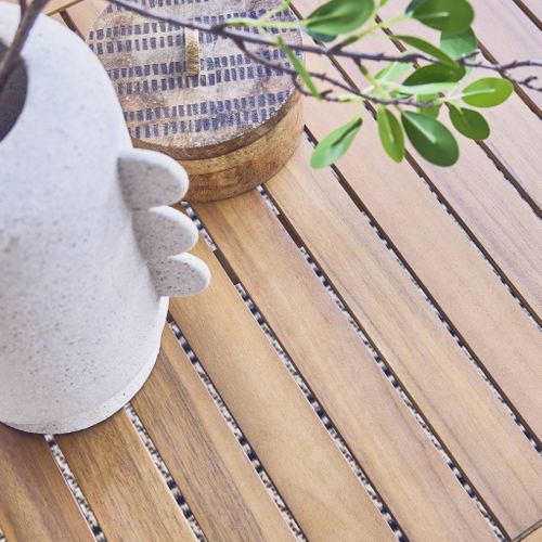 Salon De Jardin Ushuaia 5 Places Vert De Gris En Bois D'acacia. Un Canapé. Une Table. Deux