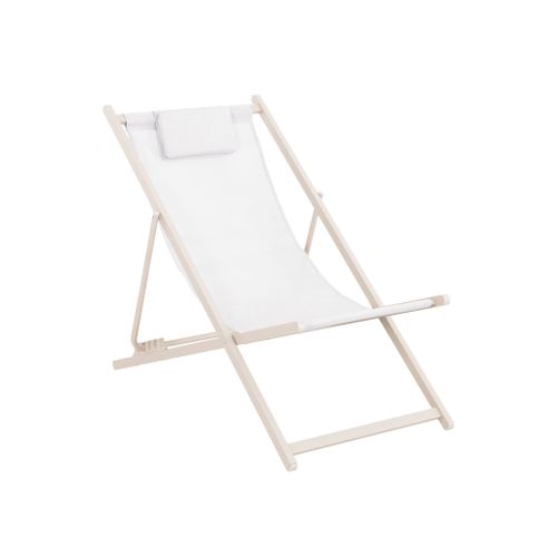 Lot De 2 Chaises Pliantes Matera Acier Et Textilène Avec Coussin. Beige. 102 X 62 X 81 Cm