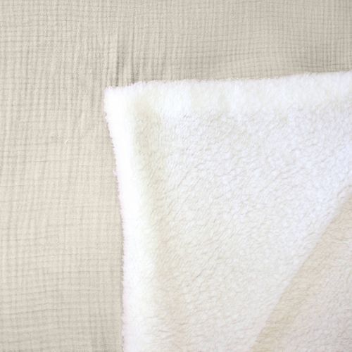 Plaid Sherpa Et Gaze De Coton 130 X 170 Cm Galet. Alix. Bi-matière