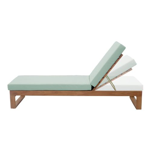 Bain De Soleil En Bois D'eucalyptus Pamplona. Multi Positions. Toile En Polyester Vert De Gris.