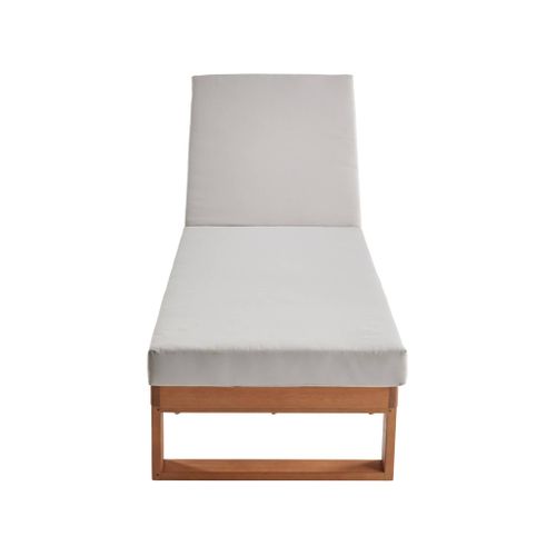Bain De Soleil En Bois D'eucalyptus Pamplona. Multi Positions. Toile En Polyester Beige 204X63X11.5