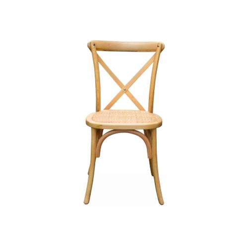 Lot De 4 Chaises De Bistrot En Bois De Cédrèle Naturel. Vintage. Assise En Rotin. Empilables