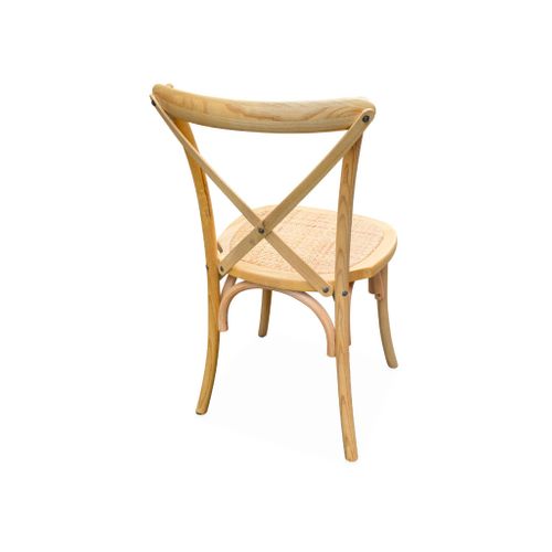 Lot De 4 Chaises De Bistrot En Bois De Cédrèle Naturel. Vintage. Assise En Rotin. Empilables