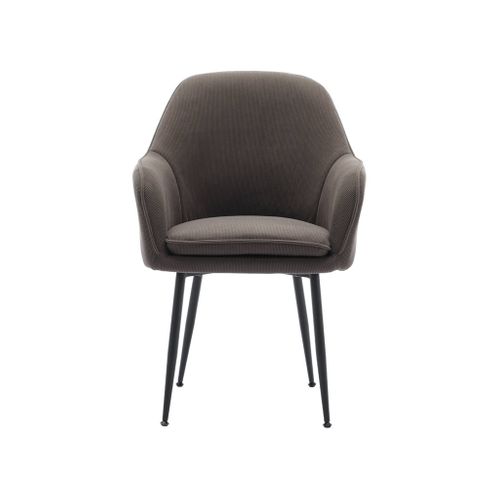 Lot De 4 Fauteuils En Velours Côtelé Gris Foncé Et Pieds En Métal Noir Mat. L 57 X P 59 X H 84.5cm