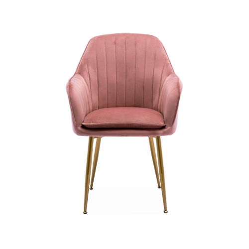 Lot De 4 Fauteuils En Velours Vieux Rose Et Pieds En Métal Noir. Shella L 57 X P 59 X H 84.5