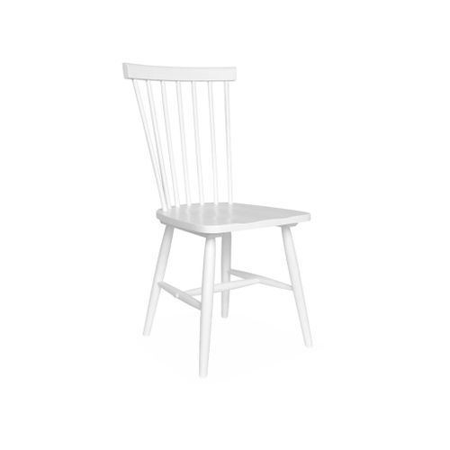 Lot De 4 Chaises Blanches à Barreaux En Bois D'hévéa. Romie. L 50.8 X P 44.2 X H 90cm