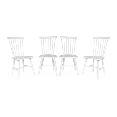 Lot De 4 Chaises Blanches à Barreaux En Bois D'hévéa. Romie. L 50.8 X P 44.2 X H 90cm