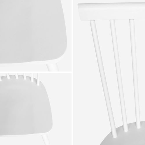 Lot De 4 Chaises Blanches à Barreaux En Bois D'hévéa. Romie. L 50.8 X P 44.2 X H 90cm