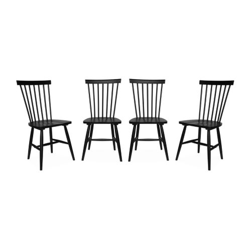 Lot De 4 Chaises Noires à Barreaux En Bois D'hévéa. Romie. L 50.8 X P 44.2 X H 90cm