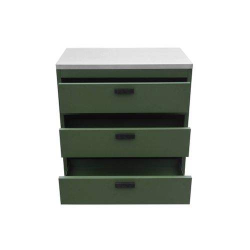 Cuisine D'extérieure En Acier Vert Avec 3 Tiroirs L80cm