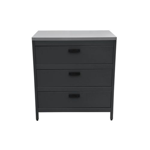 Cuisine D'extérieure En Acier Noir Avec 3 Tiroirs L80cm