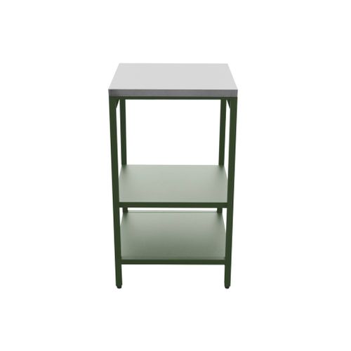 Cuisine D'extérieure En Acier Vert Avec 2 Étagères L49cm