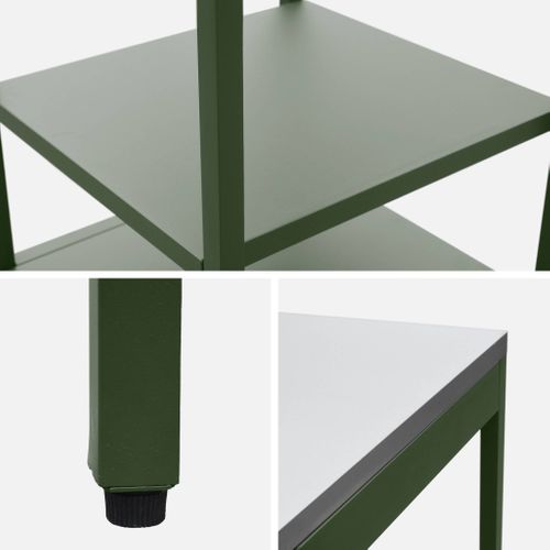 Cuisine D'extérieure En Acier Vert Avec 2 Étagères L49cm