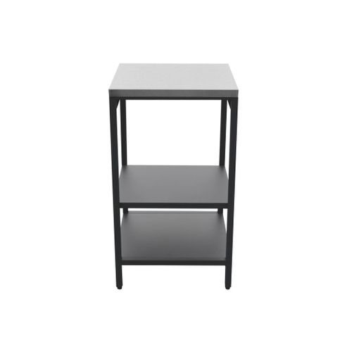 Cuisine D'extérieur En Acier Noir Avec 2 Étagères L49cm