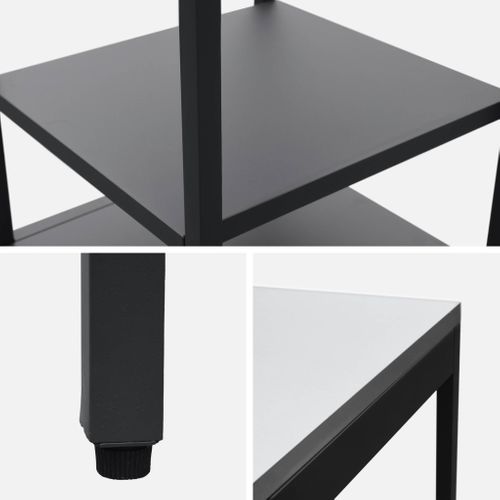 Cuisine D'extérieur En Acier Noir Avec 2 Étagères L49cm