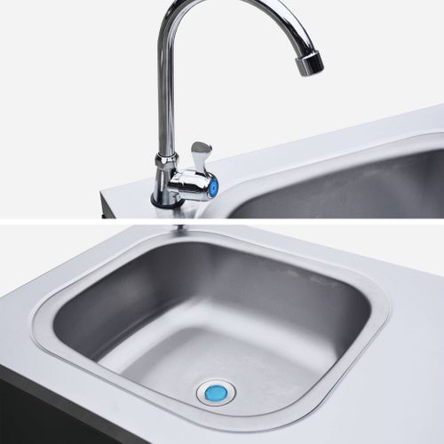 Cuisine D'extérieure En Acier Noir Avec Évier L120cm