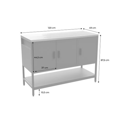 Cuisine D'extérieure En Acier Noir 3 Portes.1 Étagère L120cm