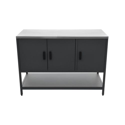 Cuisine D'extérieure En Acier Noir 3 Portes.1 Étagère L120cm