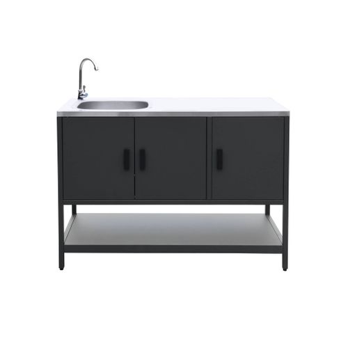 Cuisine Extérieure 3 Modules En Acier Inoxydable Noir