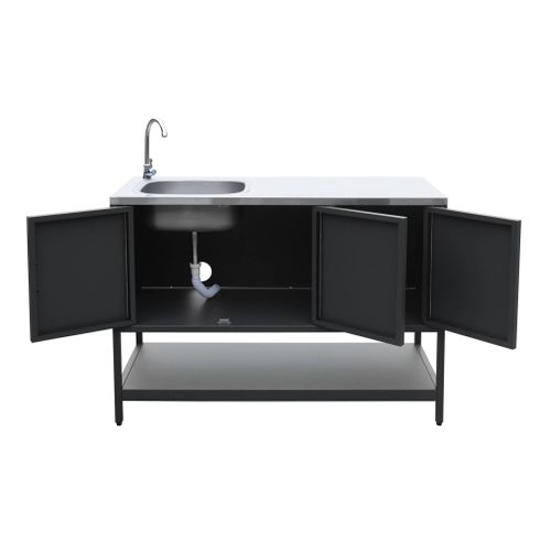 Cuisine Extérieure 2 Modules En Acier Inoxydable Noir