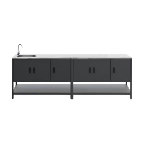 Cuisine Extérieure 2 Modules En Acier Inoxydable Noir