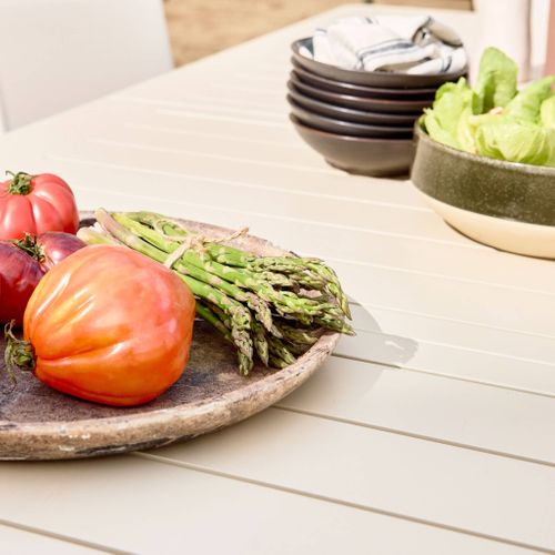 Table De Jardin Extensible Aluminium + 10 Assises Aluminium Et Textilène Beige. 8 Chaises. 2