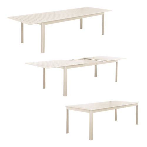 Table De Jardin Extensible Aluminium + 10 Assises Aluminium Et Textilène Beige. 8 Chaises. 2