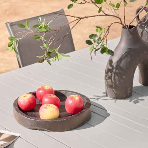 Table De Jardin Extensible Aluminium + 10 Assises Aluminium Et Textilène Anthracite. 8 Chaises. 2