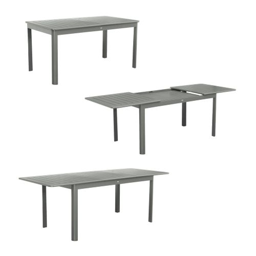 Table De Jardin Extensible Aluminium + 6 Assises Kaki. 4 Chaises. 2 Fauteuils. 6 Places. Textilène
