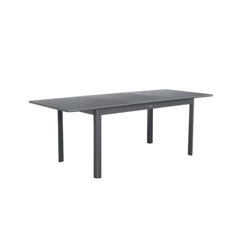 Table De Jardin Extensible Aluminium + 6 Assises Anthracite. 4 Chaises. 2 Fauteuils. 6 Places.