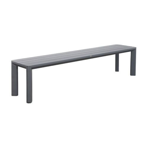 Table De Jardin Aluminium + 4 Assises + 1 Banc Aluminium Et Textilène Anthracite. 220 X 100 X 75 Cm