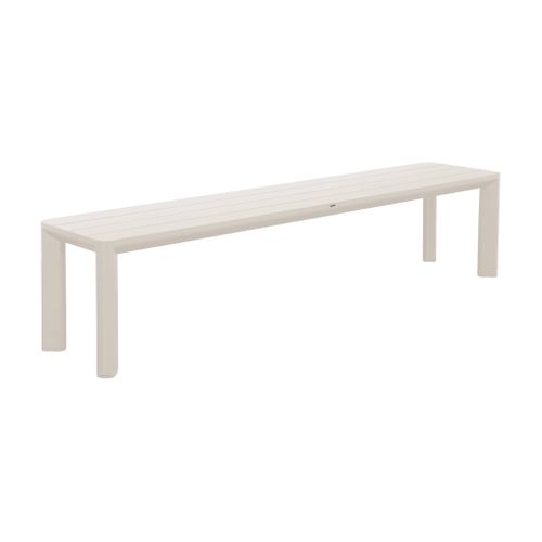 Table De Jardin Aluminium Et 2 Bancs Beige. 8 Places. 200 X 40 X 45 Cm