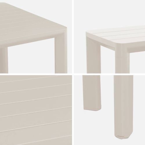 Table De Jardin Aluminium Et 2 Bancs Beige. 8 Places. 200 X 40 X 45 Cm