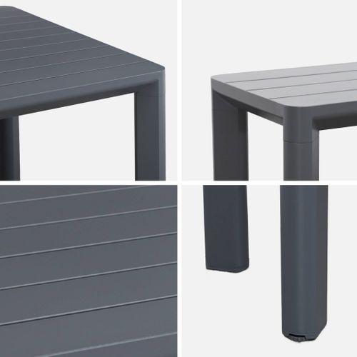 Table De Jardin Aluminium Et 2 Bancs Anthracite. 8 Places. 200 X 40 X 45 Cm