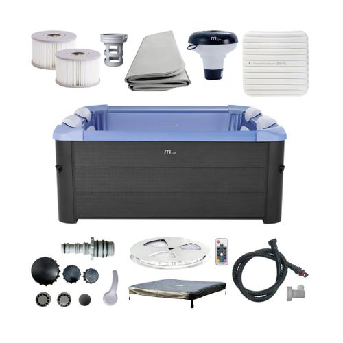 Spa Rigide Oslo Sapphire Mspa 6 Personnes Gris. 4 Coussins. Bâche Incluse + Housse Thermique.